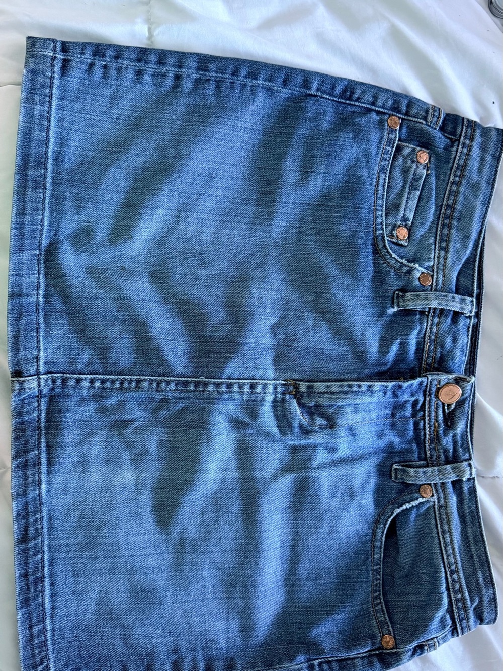 Jazmin Chebar Classic Dark Blue Denim Mini Skirt - Women's Casual A-Line